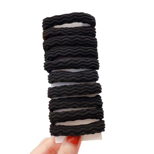 20 Stück elastische Haargummis für Damen,weiche Ohne Metall Zopfgummis Stoff Haarbänder Gummibänder Pferdeschwanzhalter Haar-Accessoires für dickes und lockiges Haar,Wellenförmig Schwarz von Blausky