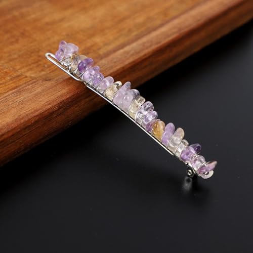 3 Stück Elegante Haarspangen Damen,Haarnadeln aus Natürlicher Kristall Braut Hochzeit Schmuck Haar Clip Französische Haarspange Frauenhaarclip mit Edelsteinen für Alltag,Hellviolett B+Silber von Blausky