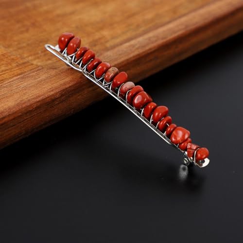 3 Stück Elegante Haarspangen Damen,Haarnadeln aus Natürlicher Kristall Braut Hochzeit Schmuck Haar Clip Französische Haarspange Frauenhaarclip mit Edelsteinen für Alltag und Anlässe,Rot B+Silber von Blausky