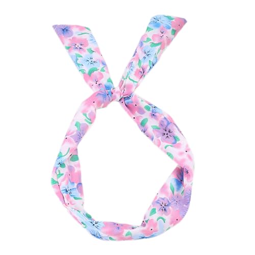 3 Stück Verstellbare Blumen-Stirnbänder für Damen,Häschenohr Kopfband Biegbares Haarband Retro Schleife Stirnband mit Draht Elastische rutschfeste Haarbänder Haarschmuck,Blau von Blausky