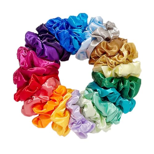 30 Stück 10 cm Haargummi Scrunchies Bunte Haargummis Elastische Haarbänder Haare Ringe,Stoff Haarschmuck Gummibänder Haar Bänder Pferdeschwanz Haarschmuck für Damen und Frauen,Gemischt von Blausky