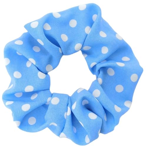4 Stück 12cm Polka Dots Haargummis für Damen,Weich Elastisch Haarbänder Stoff Haargummi Haarring Scrunchies mit Punkten Retro Französisch Haarschmuck für Teeparty Hochzeit,Blau von Blausky