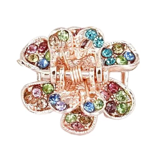4 Stück 2x2cm Mini Blumen-Haarklammern,Glänzen-Strass Krallenklammern Rutschfeste Claw Clip Niedliche Metall Hair Clip Blumen Haarspangen Haarschmuck Als Geschenk für Damen,Bunt von Blausky