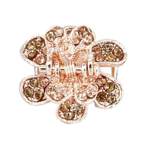 4 Stück 2x2cm Mini Blumen-Haarklammern,Glänzen-Strass Krallenklammern Rutschfeste Claw Clip Niedliche Metall Hair Clip Blumen Haarspangen Haarschmuck Als Geschenk für Damen,Champagner von Blausky