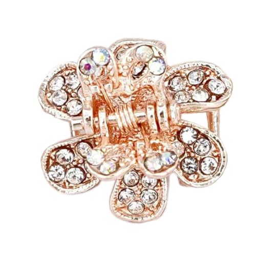 4 Stück 2x2cm Mini Blumen-Haarklammern,Glänzen-Strass Krallenklammern Rutschfeste Claw Clip Niedliche Metall Hair Clip Blumen Haarspangen Haarschmuck Als Geschenk für Damen,Weiß von Blausky