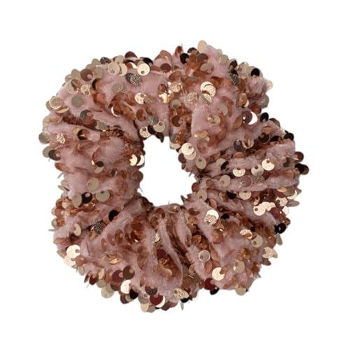 4 Stück 4 x 10 cm Glitzer-Haargummi,Scrunchies Samt,Große Haargummis mit Paillette,Glitzernd Stoff Haarschmuck Elastischer Pferdeschwanz-Halter Haarbänder für Frauen und Damen,Rosa von Blausky