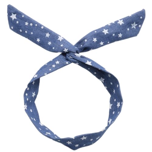 4 Stück Boho Haarband Damen,Stirnbänder aus Denim Häschenohr Stirnband mit Eisendraht Draht-Stirnbänder Breite Haarbänder Retro Haarschmuck Kopftuch für Frauen Alltag Makeup Yoga,Blau G von Blausky