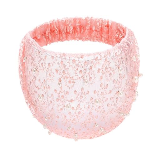 4 Stück Breite Stirnbänder für Damen,Elastische Weiche Haarband Haarschal Haartuch Kopfband Tüll Kopftuch mit Perlen Retro Stirnband Sommer Haarschmuck für Alltag Spa Yoga,Champagnerrosa von Blausky