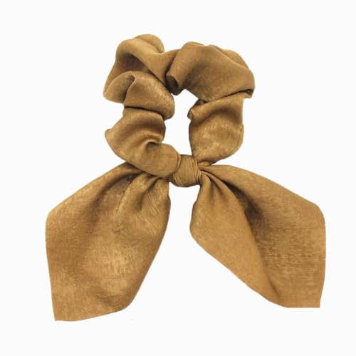 4 Stück Elastische Haargummis mit Schleife Hasenohren Scrunchies Kaninchen Hase Ohrschleife Haarbänder Satin Haare Ringe Haargummi Kaninchenohren Form für Frauen und Damen,Braun von Blausky