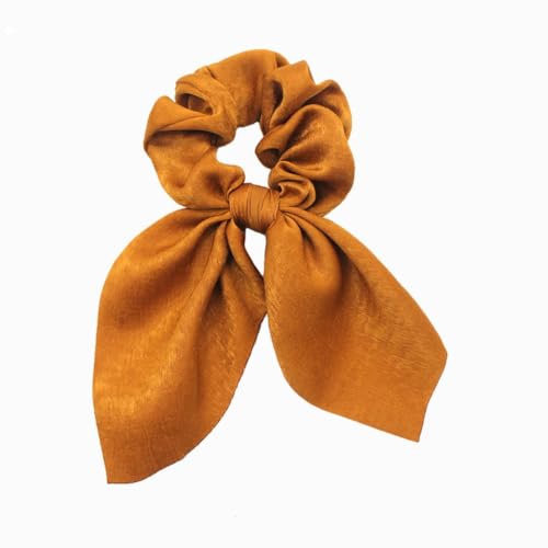 4 Stück Elastische Haargummis mit Schleife Hasenohren Scrunchies Kaninchen Hase Ohrschleife Haarbänder Satin Haare Ringe Haargummi Kaninchenohren Form für Frauen und Damen,Dunkelgelb von Blausky