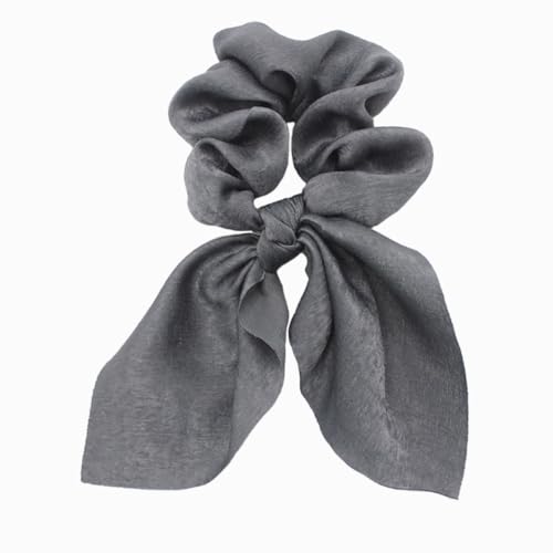4 Stück Elastische Haargummis mit Schleife Hasenohren Scrunchies Kaninchen Hase Ohrschleife Haarbänder Satin Haare Ringe Haargummi Kaninchenohren Form für Frauen und Damen,Dunkelgrau von Blausky