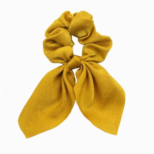 4 Stück Elastische Haargummis mit Schleife Hasenohren Scrunchies Kaninchen Hase Ohrschleife Haarbänder Satin Haare Ringe Haargummi Kaninchenohren Form für Frauen und Damen,Gelb von Blausky