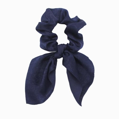 4 Stück Elastische Haargummis mit Schleife Hasenohren Scrunchies Kaninchen Hase Ohrschleife Haarbänder Satin Haare Ringe Haargummi Kaninchenohren Form für Frauen und Damen,Marineblau von Blausky