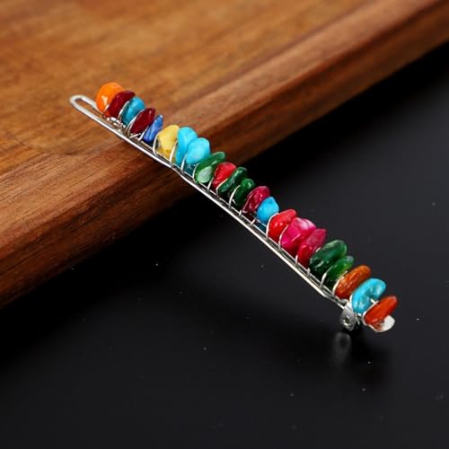 4 Stück Elegante Haarspangen Damen,Haarnadeln aus Natürlicher Kristall Braut Hochzeit Schmuck Haar Clip Französische Haarspange Frauenhaarclip mit Edelsteinen für Alltag und Anlässe,Bunt D+Silber von Blausky