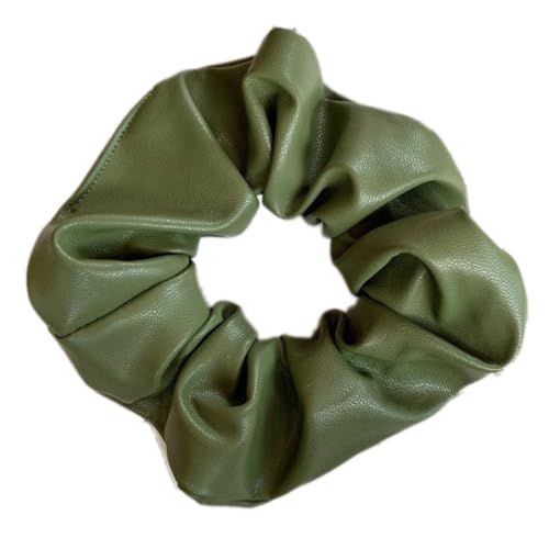 4 Stück Leder Haargummis für Damen,Scrunchies Weiche Elastische Haare Ringe Haarband Haarringe aus PU-Leder Pferdeschwanzhalter Haarschmuck für Frauen Dicke und Lockiges Haar,Grün von Blausky