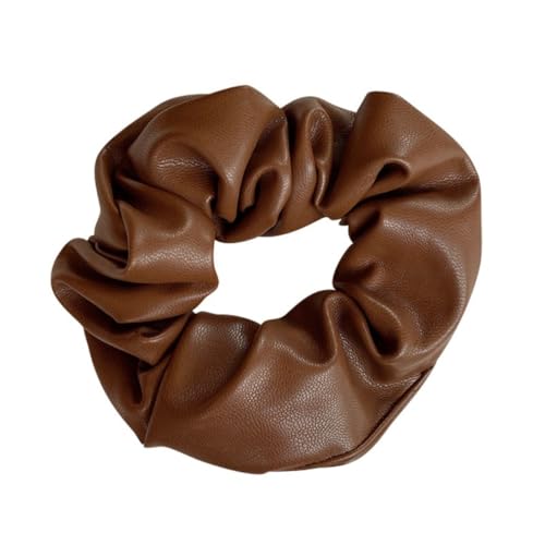 4 Stück Leder Haargummis für Damen,Scrunchies Weiche Elastische Haare Ringe Haarband Haarringe aus PU-Leder Pferdeschwanzhalter Haarschmuck für Frauen Dicke und Lockiges Haar,Kaffee von Blausky