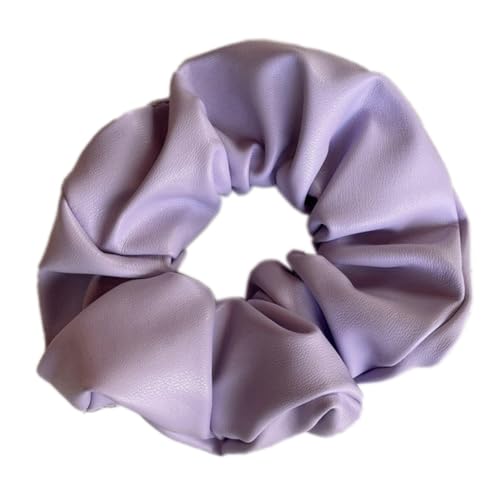 4 Stück Leder Haargummis für Damen,Scrunchies Weiche Elastische Haare Ringe Haarband Haarringe aus PU-Leder Pferdeschwanzhalter Haarschmuck für Frauen Dicke und Lockiges Haar,Lila von Blausky