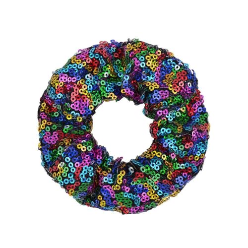 4 Stück Pailletten Haargummis für Damen,Glitzer Haar-Accessoires Weiche Sequins Scrunchies Elastische Dicke Bänder Pferdeschwanz Halter Frauen Haarschmuck für Karneval Party,Bunt A von Blausky