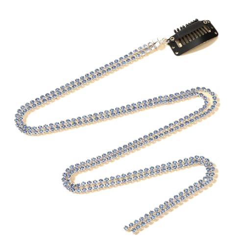 5 Stück 52cm Glitzer Strass Haarketten für Zöpfe,Haarspangenketten Punk Crystal Quaste Ketten mit Haarspangen Bling Quaste Party Haarschmuck für Frauen Weihnachten Halloween,Blau von Blausky