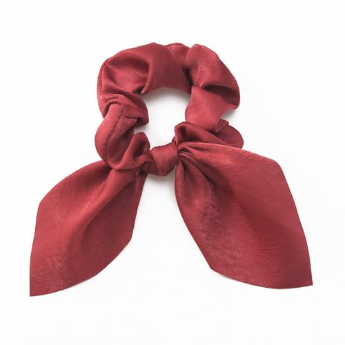 5 Stück Elasitc Haargummis für Damen,Weiche Schleife Scrunchies Kaninchenohren Scrunchie Haarschmuck Stoffe Haarband Pferdeschwanz-Halter für dickes Haar und lockiges Haar,Rot von Blausky