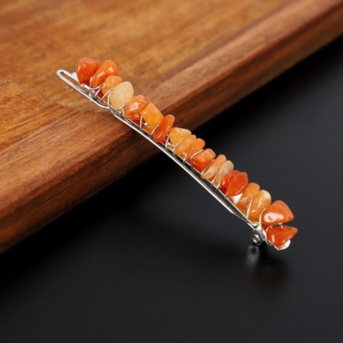 5 Stück Elegante Haarspangen Damen,Haarnadeln aus Natürlicher Kristall Braut Hochzeit Schmuck Haar Clip Französische Haarspange Frauenhaarclip mit Edelsteinen für Alltag und Anlässe,Orange+Silber von Blausky