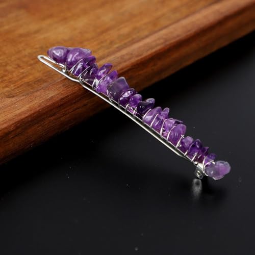 5 Stück Elegante Haarspangen Damen,Haarnadeln aus Natürlicher Kristall Braut Hochzeit Schmuck Haar Clip Französische Haarspange Frauenhaarclip mit Edelsteinen für Alltag und Anlässe,Lila+Silber von Blausky