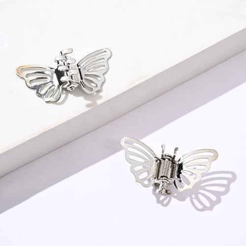 5 Stück Hohle Schmetterling Haarspange,4.5cm Metall Haarklammer französisches Claw Clip Rutschfeste Hair Clip Haarschmuck Haarstyling-Zubehör für Damen Medium und Dünnes Haar,Silber von Blausky