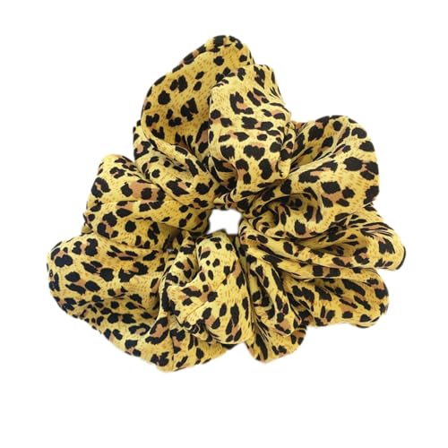 5 Stück Mehrfarbig Großes Scrunchies,Frauen Retro Stoff-Haarband Haar Bobbles Weiche Elastische Haarbänder Haargummis Elegant Haarschmuck für Damen Dickes und Dünne Haar,Leopardengelb von Blausky