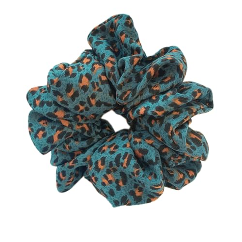 5 Stück Mehrfarbig Großes Scrunchies,Frauen Retro Stoff-Haarband Haar Bobbles Weiche Elastische Haarbänder Haargummis Elegant Haarschmuck für Damen Dickes und Dünne Haar,Leopardengrün von Blausky