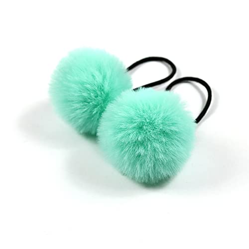 5 Stück Pom Pom Haargummi für Frauen,Elastisches Pom Ball Haarband Kleine Haargummis Scrunchie mit 5cm Pompons Haarbänder Haarschmuck für Pferdeschwanz dünne Zöpfe Braids,Grün von Blausky
