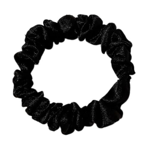 5 Stück Satin Haargummi,Stoffhaarband Dünnes Haarband Klein Silk Scrunchies Weich Elastische Haarseil Elegante Haarschmuck für Damen Lange Feine Oder Dicke Lockige Haare,Schwarz von Blausky
