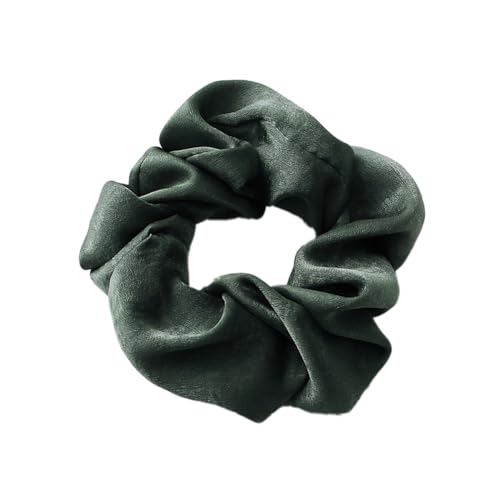 5 Stück Satin Scrunchies,Stoff Haargummis Haarringe mit Gummiband Haarband Haargummi Pferdeschwanzhalter Einfarbige Elastische Dicke Bänder Haarschmuck als Geschenk für Frauen und Damen,Dunkelgrün B von Blausky