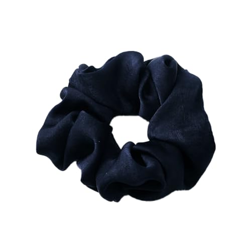 5 Stück Satin Scrunchies,Stoff Haargummis Haarringe mit Gummiband Haarband Haargummi Pferdeschwanzhalter Einfarbige Elastische Dicke Bänder Haarschmuck als Geschenk für Frauen und Damen,Marineblau von Blausky