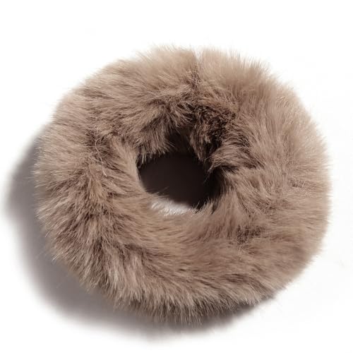 5 Stück Scrunchies für Damen,Plüsch-Haar-Ringe Elastische Stirnband Haargummis Flauschiger Plush-Haarband Haarschmuck Weiche Pferdeschwanzhalter Geeignet für Herbst und Winter,Kaffee von Blausky
