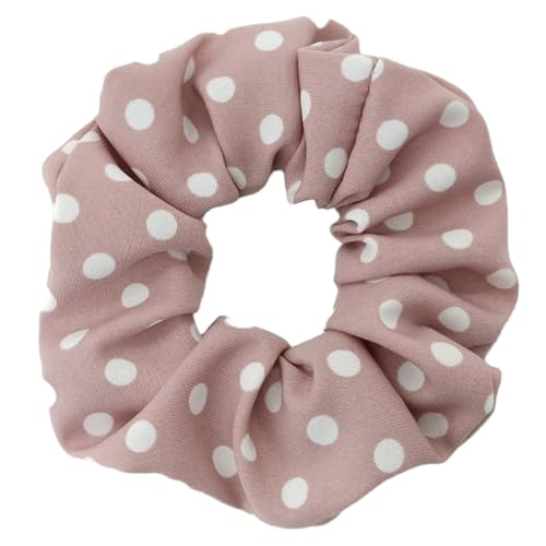 6 Stück 12cm Polka Dots Haargummis für Damen,Weich Elastisch Haarbänder Stoff Haargummi Haarring Scrunchies mit Punkten Retro Französisch Haarschmuck für Teeparty Hochzeit,Altrosa von Blausky