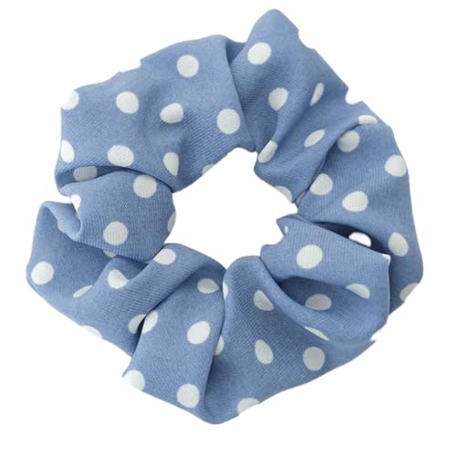 6 Stück 12cm Polka Dots Haargummis für Damen,Weich Elastisch Haarbänder Stoff Haargummi Haarring Scrunchies mit Punkten Retro Französisch Haarschmuck für Teeparty Hochzeit,Jeansblau von Blausky