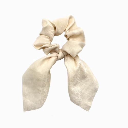 6 Stück Elastische Haargummis mit Schleife Hasenohren Scrunchies Kaninchen Hase Ohrschleife Haarbänder Satin Haare Ringe Haargummi Kaninchenohren Form für Frauen und Damen,Beige von Blausky