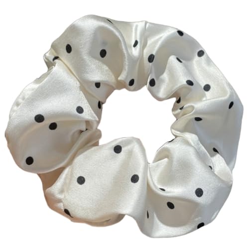 6 Stück Polka Dots Haarringe,Satin Haarband Elastische Haarbänder Scrunchies Haare Ringe Elegant Französisch Haargummis Haarschmuck für Damen und Frauen Geburtstagsgeschenk,Off-White von Blausky