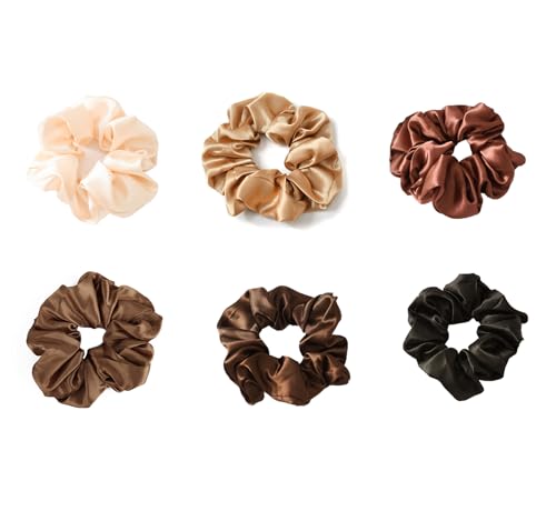 6 Stück Satin Haargummis Stoff Haargummis Weich Elastisch Haarbänder Haargummi Scrunchies Satin,Haare Ringe,Frauen Haarschmuck Pferdeschwanzhalter Haarband für Damen,Gemischte Farben von Blausky