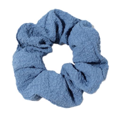 6 Stück Stoff-Haargummi,Haarband Scrunchies Haarringe mit Gummiband Elastische Gummibänder Volltonfarbe Haargummis Pferdeschwanz Haarbänder Haarschmuck für Damen und Frauen,Blau von Blausky