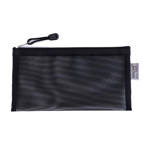 9 Stück Taschen aus Netzgewebe mit Reißverschluss,Mehrzweck Mäppchen Federmäppchen Stiftemäppchen Kosmetiktasche Pencil Case Schreibwaren Organizer für DIY-Heimarbeit Kosmetik 22x11.5cm,Schwarz von Blausky