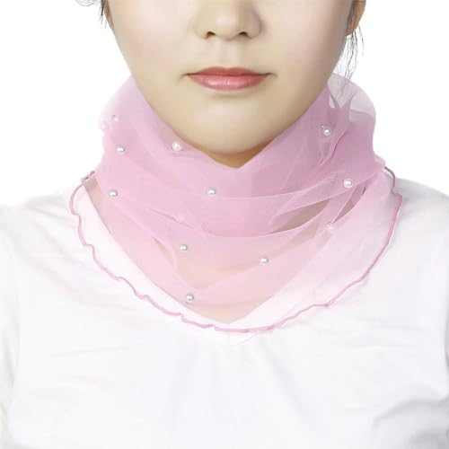 Blausky 1 Stück Damen Schal,Loop Schlauchschal Rundschal Edler Einfarbiger Tüllschal Halstücher Loopschal Schal mit Perlen Leichter Weicher Schal Schlauchtuch,für Hochzeit Braut Abendkleider,Hellrosa von Blausky
