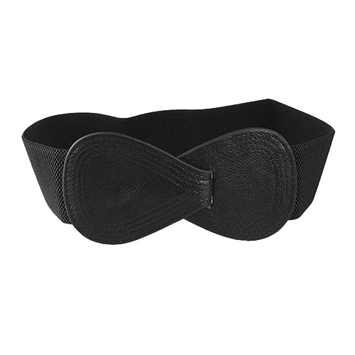 Blausky 1 Stück Taillengürtel,Elastischer Damen Hüftgürtel,Bogenknoten Stretchgürtel,Breite Gürtel,Dehnbarer Bund,Kleid Zubehör für Hochzeit,Abschlussball Party Gürtel Festival,70 x 5.8 cm,Schwarz von Blausky