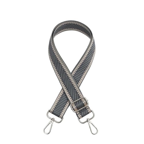 Blausky 3.8cm Breiter Taschengurt für Damen & Herren,Verstellbarer Schultergurt mit Karabiner Ersatz Schulterriemen Taschenriemen DIY Taschenband für Taschen Canvas Handtasche,Grau-Silber von Blausky