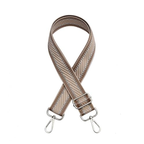 Blausky 3.8cm Breiter Taschengurt für Damen & Herren,Verstellbarer Schultergurt mit Karabiner Ersatz Schulterriemen Taschenriemen DIY Taschenband für Taschen Canvas Handtasche,Khaki-Silber von Blausky
