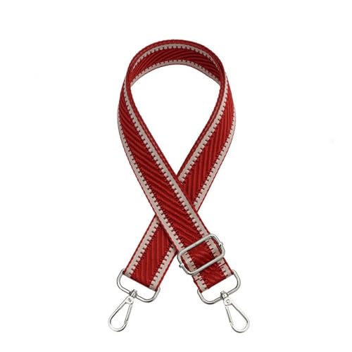 Blausky 3.8cm Breiter Taschengurt für Damen & Herren,Verstellbarer Schultergurt mit Karabiner Ersatz Schulterriemen Taschenriemen DIY Taschenband für Taschen Canvas Handtasche,Rot-Silber von Blausky