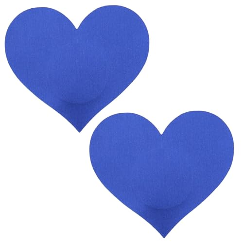 Blausky 4 Paar Satin Herzform Nippelpads,Unsichtbare Nippelabdeckung Einweg Brust Aufkleber Damen Nipple Cover mit Brustwarzenschutz Selbstklebende dünne & Atmungsaktiv 6.7x7.7cm,Dunkelblau von Blausky