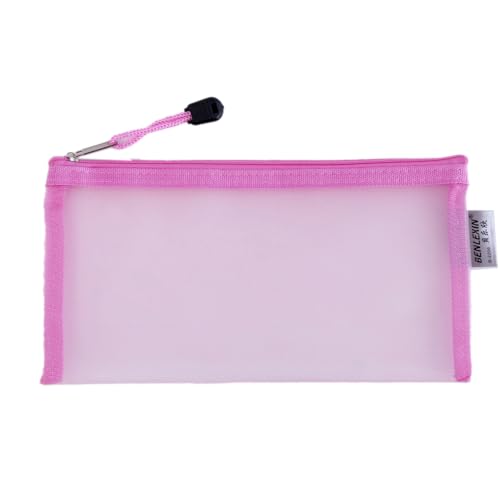 Blausky 6 Stück Taschen aus Netzgewebe mit Reißverschluss,Mehrzweck Mäppchen Federmäppchen Stiftemäppchen Kosmetiktasche Pencil Case Schreibwaren Organizer für DIY-Heimarbeit Kosmetik 22x11.5cm,Pink von Blausky