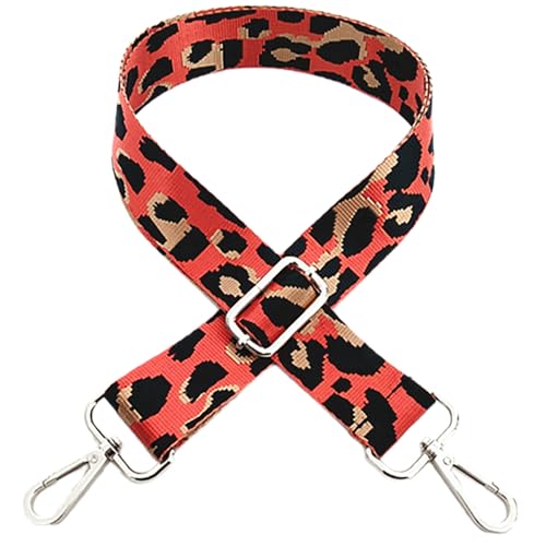 Blausky Leopardenmuster Taschengurt,Taschenband Verstellbarer Schultergurt 3.8cm Breit Taschenriemen zum Wechseln Schulterriemen mit Karabiner DIY Taschengurte für Damen & Herren,Orange + Silber von Blausky