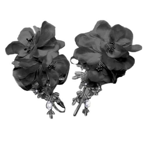 Blausky Spitzenhandschuhe,Elegant Brauthandschuhe Fingerlose Handschuhe Kurz Blumen Spitze Handschuhe Blumenhandgelenk Vintage Hochzeitshandschuhe für Hochzeitsfest Oper Dinner Party,Schwarz von Blausky